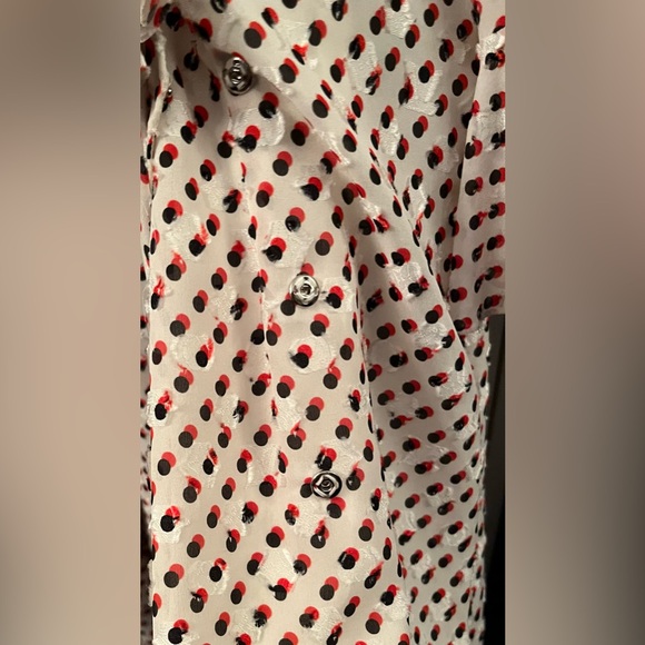 Sold — Louis Vuitton 2019 Silk Chiffon Wrap Dress Ivory Red Black Dot FR38 6 - Picture 6 of 14